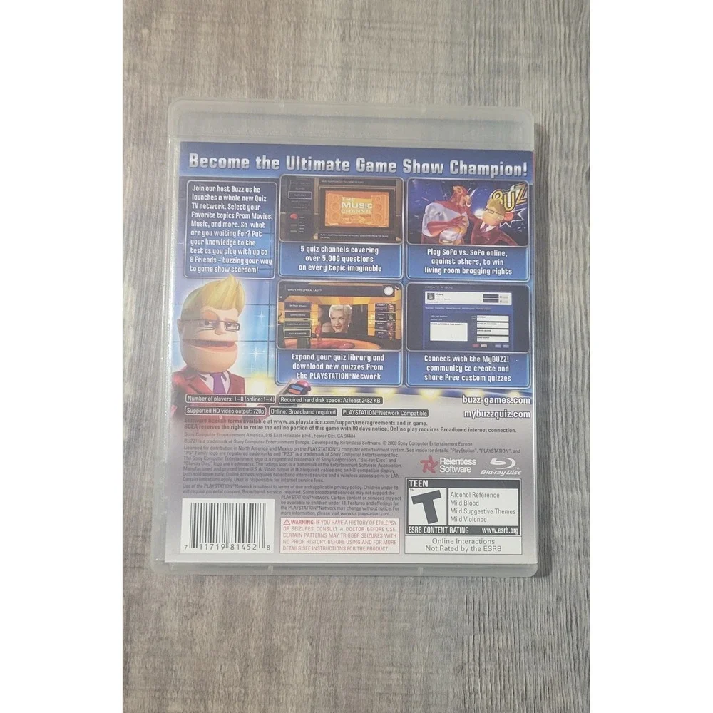 BUZZ! Quiz‎ TV Game Only PlayStation 3 PS3 Complete In Box No Controllers Dongle